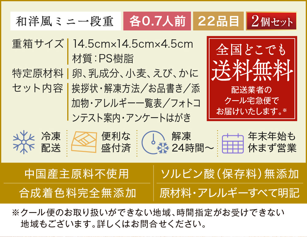 板前魂の小桜2個セット 和洋風ミニ一段重おせち 0.7人前×2個｜【板前魂本店】2023年 おせち料理