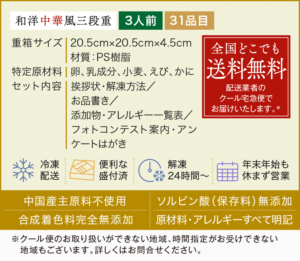 板前魂の祝寿 和洋中 中華風三段重おせち 3人前 ｜【板前魂本店】2023年 おせち料理